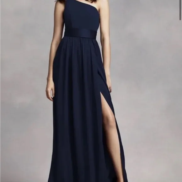 Vera Wang | Dresses | White By Vera Wang Navy One Shoulder Bridesmaid Dress  Size 6 | Poshmark